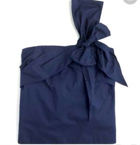 J.CREW Navy Blue One Shoulder Bow Top Size 4